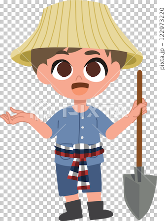 cute farmer cartoon with agriculture advice, farming tips, rural life,  farmer offering farming advice, 122973220