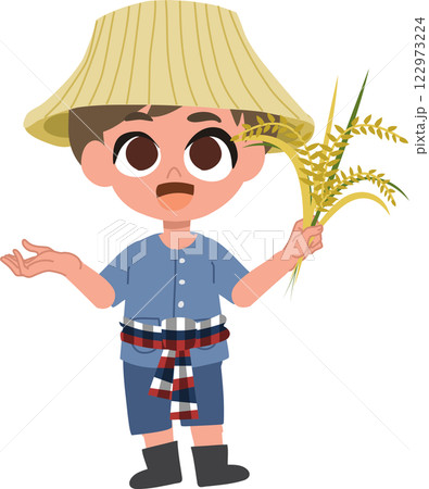 cute farmer cartoon with agriculture advice, farming tips, rural life,  farmer offering farming advice, 122973224