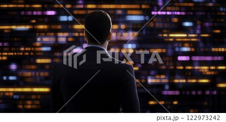 Futuristic AI Interface with Glowing Holographic Display Futuristic AI Interface with Glowing Holographic Display 122973242