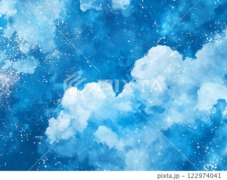 水彩風の宇宙と雲のイメージ 水彩風の宇宙と雲のイメージ 122974041