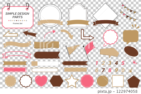 使いやすいシンプルでおしゃれなフレームセット　バレンタインカラー 122974058