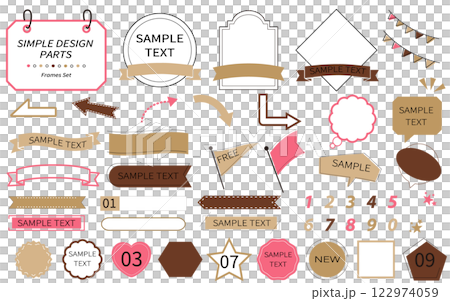 使いやすいシンプルでおしゃれなフレームセット　バレンタインカラー 122974059