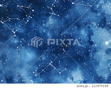 水彩風の夜空と雲のイメージ 122974149