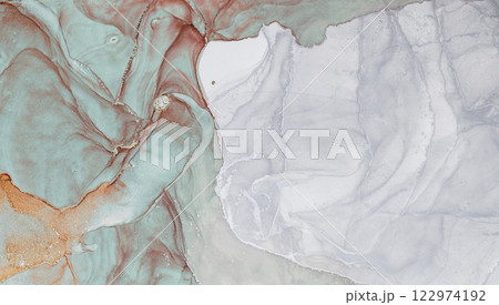 Captivating alcohol ink abstract artwork showcasing fluid color movement and texture 122974192