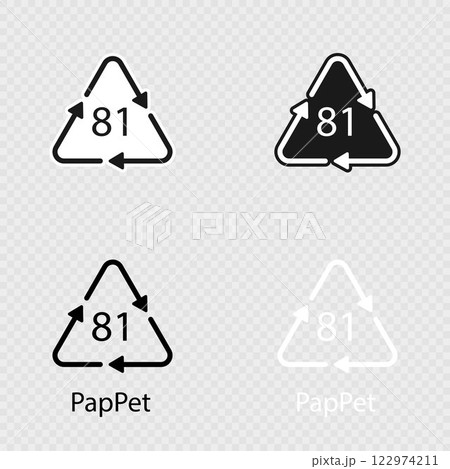 Paper cardboard. Recycling codes 81 PapPet set. 122974211