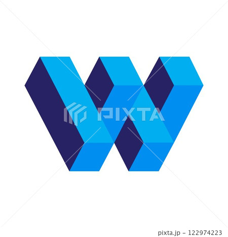 A blue and purple letter w is shown on a white background.	 122974223
