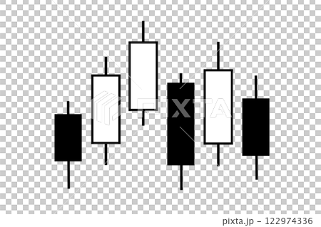 蠟燭圖圖像圖示:白色看漲蠟燭和黑色看跌蠟燭 蠟燭圖圖像圖示:白色看漲蠟燭和黑色看跌蠟燭 122974336