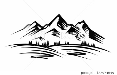 Mountain silhouette vector icon Mountain silhouette vector icon 122974649