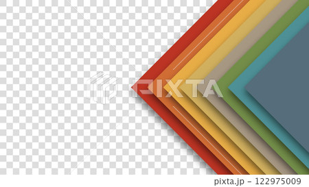 Realistic design in futuristic retro style. Abstract geometric 1970's 1980's 1960's colorful background with retro colors. Transparent vector illustration. 122975009