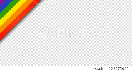 Abstract geometric red, orange, yellow, green, blue and purple lgbt color background. LGBTQ or LGBT Historical Pride Month. Transparent background with rainbow color ribbon. Copy space for text. 122975099