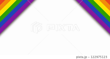 Abstract geometric red, orange, yellow, green, blue and purple ribbon lgbtq color isolated white background. Lgbt Pride History Month color background with copy space for text. Vector illustration 122975123