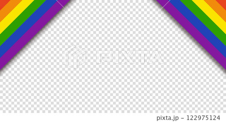 Abstract geometric red, orange, yellow, green, blue and purple ribbon lgbtq color isolated background. Lgbt Pride History Month color background with copy space for text. Transparent vector 122975124