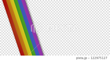 Abstract geometric red, orange, yellow, green, blue and purple ribbon lgbtq color isolated background. Lgbt Pride History Month color background with copy space for text. Transparent vector 122975127