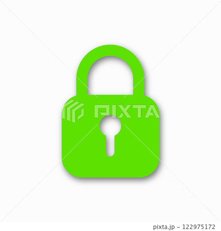 Green padlock icon isolated on white background. Symbol sign lock. Vector illustration. 122975172