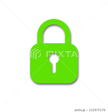 Green padlock icon isolated on white background. Symbol sign lock. Vector illustration. 122975179