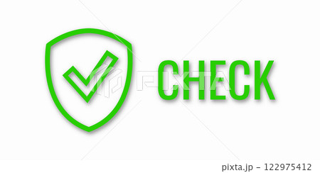 Banner shield check mark icon. Place for your text. Cope space. Vector illustration. Word CHECK. 122975412