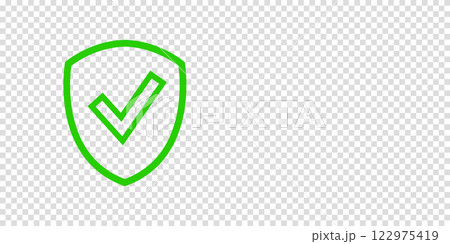 Banner shield check mark icon. Place for your text. Cope space. Vector illustration. Transparent background 122975419