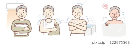 ヒートショック シニア男性のイラストセット 122975568