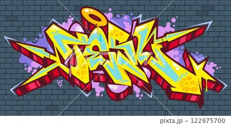 Cool Urban Hip Hop Abstract Word Tesl Graffiti Style Font Lettering Vector Illustration Template Art 122975700