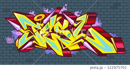 Trendy Urban Hip Hop Abstract Word Tesl Graffiti Style Font Lettering Vector Illustration Template 122975701