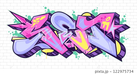 Street Art Hip Hop Abstract Word Set Graffiti Style Font Lettering Vector Illustration Template Art 122975734