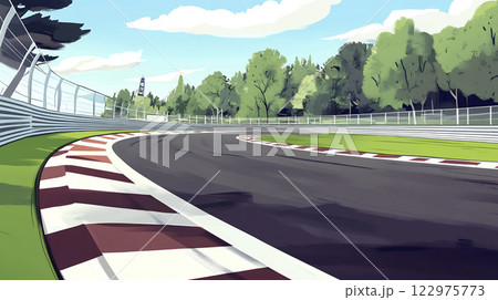 モータースポーツのレース場のイラスト モータースポーツのレース場のイラスト 122975773