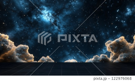 リアルに描かれた黄金の光あふれる神々しい雲の風景 122976068