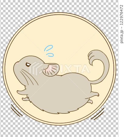 回し車を走って回すチンチラ(ベージュ) 回し車を走って回すチンチラ(ベージュ) 122976472