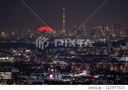 《東京都》月の出・東京全景都市夜景 《東京都》月の出・東京全景都市夜景 122977321