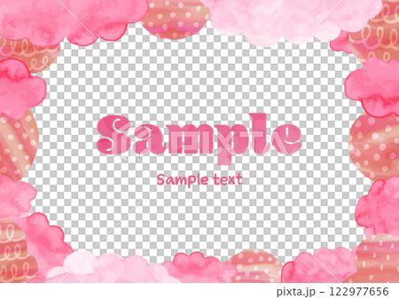 ピンク色の雲のふわふわアナログフレーム 122977656