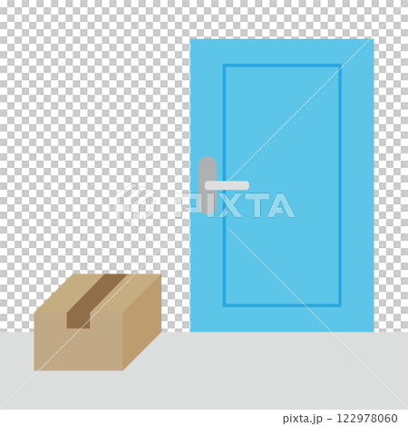 Delivery service: A simple illustration of a cardboard box left at the front door Delivery service: A simple illustration of a cardboard box left at the front door 122978060