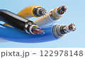 Fiber optical internet cable of various types. Cross section layers structure of fiber cables. 122978148