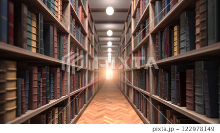 Old books on bookshelves in a vintage library. Old books on bookshelves in a vintage library. 122978149