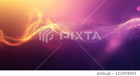 Abstract glowing wave of golden and purple light 122978955