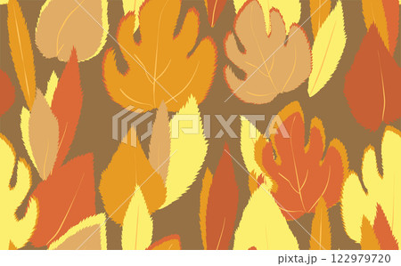 Floral seamless with hand drawn color exotic monstera leaves. Cute summer background. Tropic branches. Modern floral compositions. Fashion vector illustration for wallpaper, fabric, textile 122979720