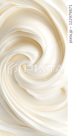 Close-up of white creamy frozen yoghurt surface. AI generated illustration. Narrow vertical 122979871