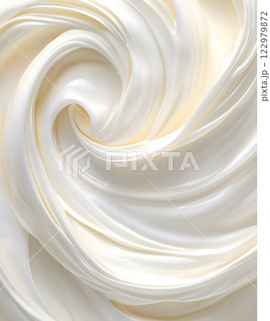 Close-up of white cream surface. AI generated illustration. Round twist 122979872