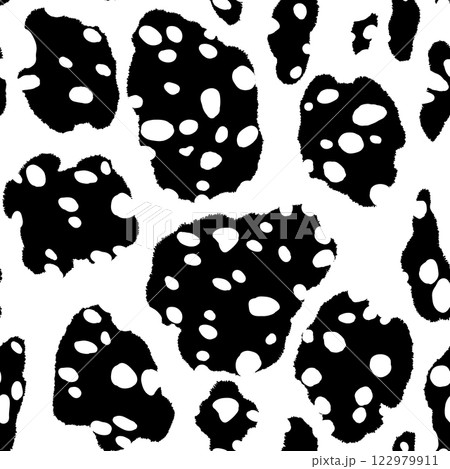 Abstract modern leopard seamless pattern. Animals trendy background. Black and white decorative vector illustration for print, card, postcard, fabric, textile. Modern ornament of stylized skin 122979911