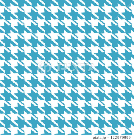 Geometric blue and white seamless pattern with pied-de-poule ornament. Monochrome graphic repeating design. Modern minimalist stylish squared background. Vector chequered motif for fabric, textile Geometric blue and white seamless pattern with pied-de-poule ornament. Monochrome graphic repeating design. Modern minimalist stylish squared background. Vector chequered motif for fabric, textile 122979999
