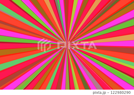Pop art radial colorful comics book magazine cover. Striped color digital background. Cartoon funny retro pattern strip mock up. Vector halftone illustration. Sunburst, starburst shape 122980290