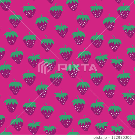 Seamless pattern with strawberry on color background. Natural delicious fresh ripe tasty fruit. Vector illustration for print, fabric, textile, banner, other design. Food concept Seamless pattern with strawberry on color background. Natural delicious fresh ripe tasty fruit. Vector illustration for print, fabric, textile, banner, other design. Food concept 122980306