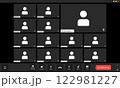Video conference user interface, video conference calls window overlay.. 122981227
