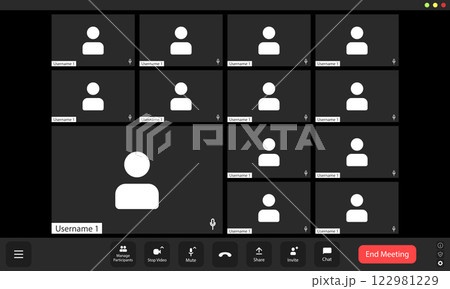 Video conference user interface, video conference calls window overlay.. 122981229