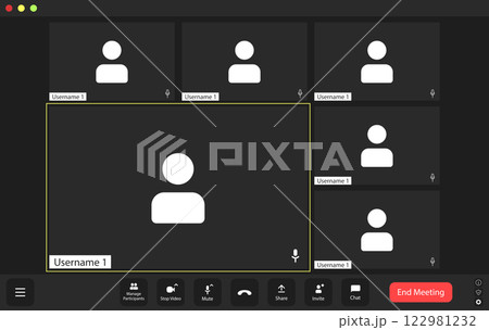 Video conference user interface, video conference calls window overlay.. Video conference user interface, video conference calls window overlay.. 122981232
