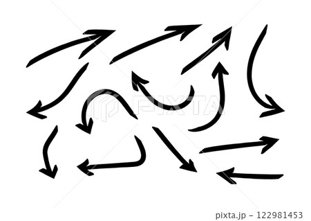 Business element icon in doodle style, arrow, infographic. Isolated vector illustration design. Hand drown business icon. Business idea concept 122981453