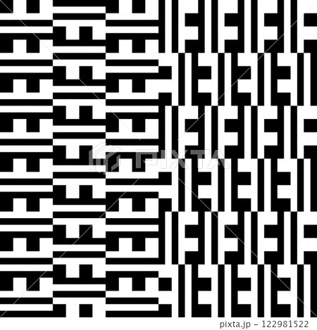 Abstract geometric black and white seamless pattern for web page, textures, card, poster, fabric, textile. Monochrome graphic repeating design. Modern minimalist stylish squared ornament. 122981522