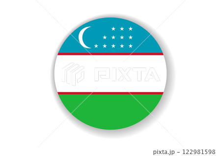 Flag of Uzbekistan. Uzbek national symbol in official colors. Template icon. Abstract vector background. Round glass light ball, 3D big bubble, sphere 122981598