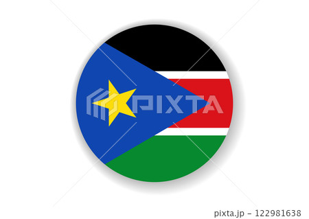 Flag of South Sudan. Sudanese national symbol in official colors. Template icon. Abstract vector background. Round glass light ball, 3D big bubble, sphere 122981638