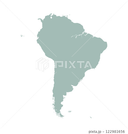 Map of South America, sign silhouette. World Map Globe. Vector Illustration isolated on white background. Latin American continent. Map of South America, sign silhouette. World Map Globe. Vector Illustration isolated on white background. Latin American continent. 122981656