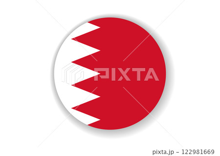Flag of Bahrain. National symbol in official colors. Template icon. Abstract vector background. Round glass light ball, 3D big bubble, sphere 122981669